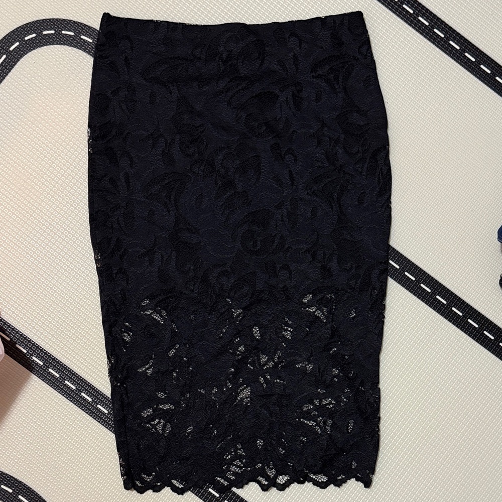 Never Worn Revamped Black Lace Pencil Skirt With Stretch